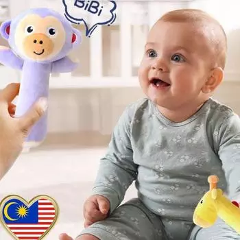 Мягкая ручная палка с изображением мультяшного животного, успокаивающая плюшевая игрушка для новорожденных от 0 до 1 года жёлтый