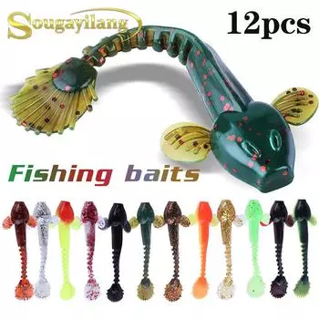 Мягкая рыболовная приманка, 12 шт./лот, 9 см, искусственный ПВХ, мягкие приманки Andrias Davidianus, приманки для червей 12Pcs разноцветный