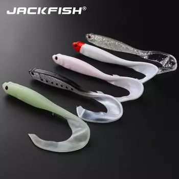 Мягкая рыболовная приманка с длинным хвостом, 15 см/6 г, светящаяся мягкая приманка, джиг-головка, мягкая приманка, рыболовные снасти