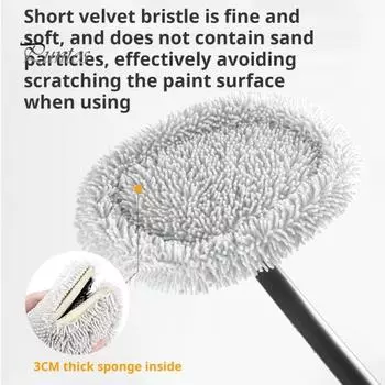 Мягкая щетина для мытья автомобиля с длинной ручкой, изогнутая на 15 градусов, съемная конструкция, регулируемая насадка для мытья автомобиля на 90 градусов чёрный
