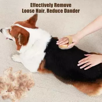 Мягкая щетина кабана для домашних животных с резинкой для массажа шерсти домашних животных