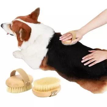 Мягкая щетка для рук из щетины кабана с лентой для массажа шерсти домашних животных, принадлежности для купания при линьке для короткошерстных кошек и собак A
