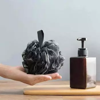 Мягкая сетка для душа, пенящаяся губка, отшелушивающий скруббер, черный шарик для ванны, очиститель кожи тела, чистящий инструмент, аксессуары для ванной комнаты чёрный