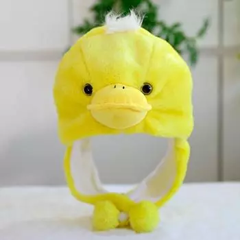 Мягкая шапка с наушниками для детей, мультяшный кролик/лягушка/утка, косплей, зимняя теплая шапка
