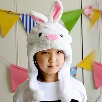 Мягкая шапка с наушниками для детей, мультяшный кролик/лягушка/утка, косплей, зимний теплый головной убор для Хэллоуина, Рождества One Size E