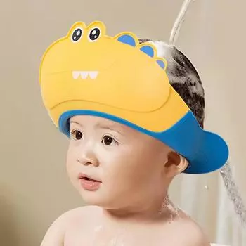 Мягкая шапочка для детского душа, регулируемая шапочка для мытья волос для детей, защита ушей, безопасный детский шампунь, защитный чехол для душа для купания жёлтый