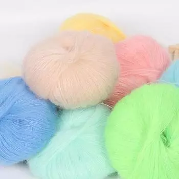 Мягкая шерстяная пряжа из мохера, плюшевая тонкая кашемировая шерсть, нитки для ручного вязания крючком для зимних шарфов своими руками жёлтый