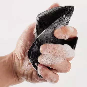 Мягкая силиконовая отшелушивающая щетка для умывания, ручная щетка для очищения тела, скраб для душа, нежная массажная щетка для ванны для мужчин серый