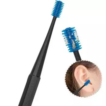 Мягкая силиконовая щетка для чистки ушей, вращающаяся на 360°, инструмент для чистки ушной серы, спиральная щетка для чистки ушей, ушная кюретка