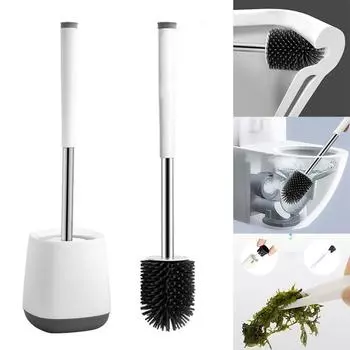 Мягкая силиконовая щетка для унитаза с основанием, инструмент для чистки ванной комнаты с туалетом и пинцетом
