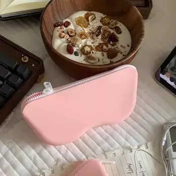 Мягкая силиконовая сумка для очков на молнии, водонепроницаемая сумка для хранения, косметичка, чехол для монет для женщин и девочек, пылезащитная коробка для очков конфетного цвета розовый