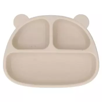 Мягкая силиконовая тарелка для малышей, домашняя столовая, милая детская тарелка с присоской в форме мультяшного медведя для закусок