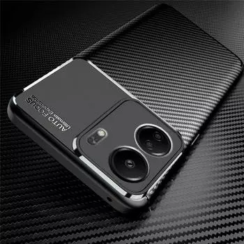 Мягкая силиконовая задняя крышка с текстурой углеродного волокна для Xiaomi Poco C65 4G, резиновый противоударный чехол PocoC65 Poko Little C65 C 65 For Xiaomi Poco C65 чёрный
