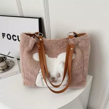 Мягкая симпатичная сумка через плечо большой вместимости для женщин 2024 года, новая простая сумка-тоут для женщин с подмышками чёрный