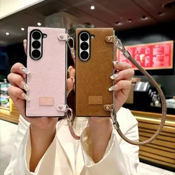 Мягкая складная сумка для Samsung Z Flod6 Fold5 Fold4, ударопрочный однотонный чехол с ремешком для руки, жесткий чехол для ПК Samsung Z Fold6 чёрный