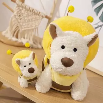 Мягкая собачка пчела плюшевая кукла мягкие игрушки милая собака трансформируется в пчелу подушка животное вест хайленд терьер подарки на день рождения 15cm