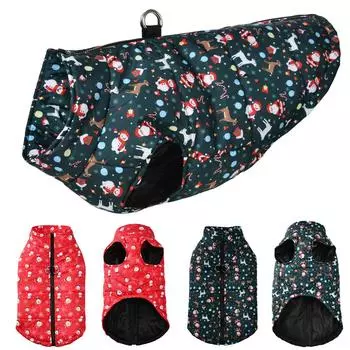 Мягкая стеганая одежда для собак, зимний рождественский жилет для домашних животных, костюм для маленьких и больших собак, куртка, водонепроницаемая уличная одежда для щенков и кошек, подарок на вечеринку S зелёный