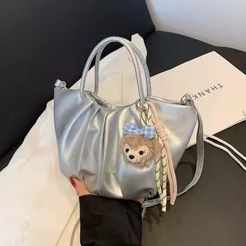 Мягкая сумка большого объема в иностранном стиле для женщин 2025 года, новая повседневная сумка через плечо, модная универсальная сумка