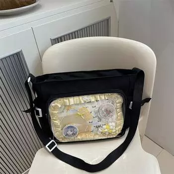 Мягкая сумка через плечо для девочек в студенческом стиле, двухмерная, простая, с расширенным чувством боли, прозрачная, вместительная сумка-мессенджер чёрный