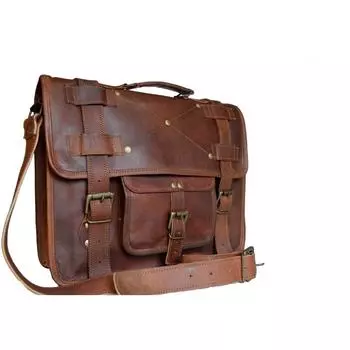 Мягкая сумка через плечо из козьей кожи, сумка для ноутбука, портфель для мужчин 12 X 16 коричневый