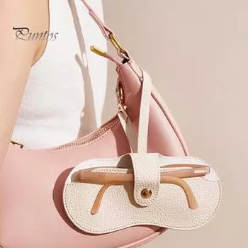 Мягкая сумка для очков из искусственной кожи, чехол для солнцезащитных очков, портативный органайзер для очков с крючком для ключей, легкий чехол для очков для друзей, семьи светло-коричневого