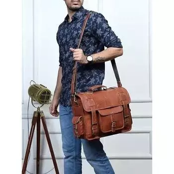 Мягкая сумка из козьей кожи, сумка через плечо для ноутбука, портфель, лучшая сумка 11 x 15 x 4 in коричневый