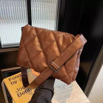 Мягкая сумка-мессенджер с ромбовидным лицом для женщин, плотная сумка через плечо из хлопчатобумажной ткани, простая текстура для путешествий