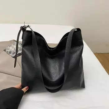 Мягкая сумка Пито, ветровая сумка для женщин, студенческого класса, легкая, универсальная, ретро, большой емкости, сумка на плечо чёрный