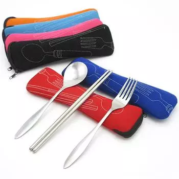 Мягкая сумка-подушка, модный нож, вилка, 8 цветов, портативная дорожная сумка для столовых приборов, палочки для еды, 1 шт., новые хлопковые аксессуары на молнии красный