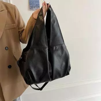 Мягкая сумка-тоут, предназначенная для женщин, роскошная сумка, складная сумка через плечо, большая вместительная сумка для покупок 34x22x17cm чёрный