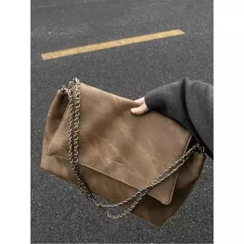 Мягкая сумка, универсальная сумка через плечо большой емкости на цепочке на осень и зиму, нишевая сумка через плечо с принтом брызг и ветра пустоши