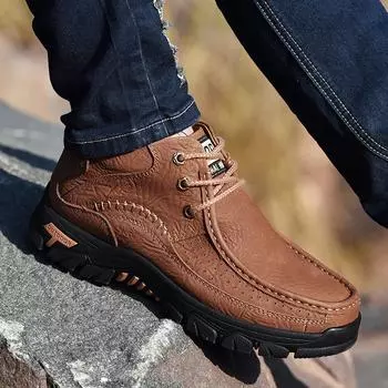 Мягкая теплая мужская повседневная обувь зимние ботинки для снега натуральная кожа обувь для отдыха на открытом воздухе мужские ботинки высококачественные ботильоны прочные кроссовки 39