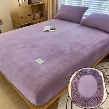 Мягкая теплая плюшевая простыня с эластичной лентой Нескользящий регулируемый наматрасник Защитные чехлы для матрасов различных размеров 1PC 90x200cm