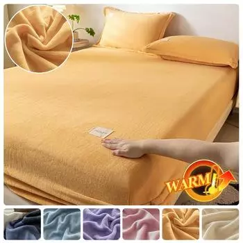 Мягкая теплая простыня на резинке, эластичный чехол для матраса, пушистый молочный бархатный чехол для кровати, зимний комплект постельного белья для пары, роскошная двуспальная кровать для дома 90x200cm серый