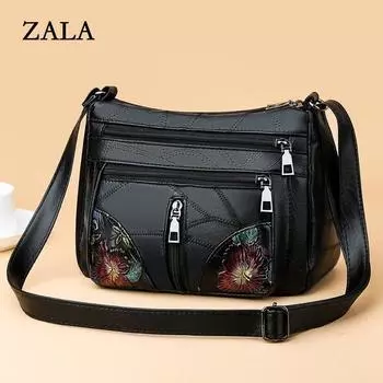 Мягкая текстура женская сумка новая сумка женская модная атмосфера сумка через плечо универсальная сумка-мессенджер для мам большая вместимость чёрный