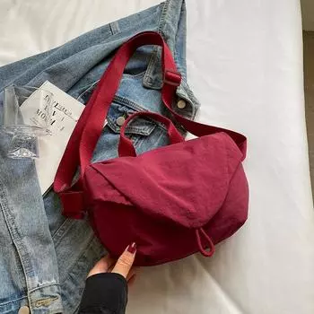 Мягкая тканевая сумка на молнии с дизайном через плечо для женщин 2024 года, тренд корейской моды Y2K, сумки и небольшие сумки через плечо Pures вино красного