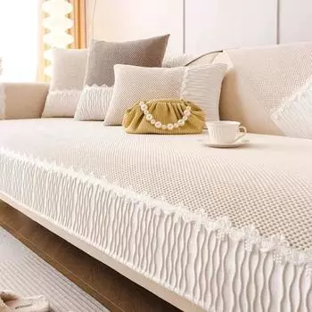 Мягкая толстая вельветовая подушка для дивана, зимние плюшевые противоскользящие чехлы для сидений, однотонные чехлы для диванов в кремовом стиле, мягкое полотенце 70x70cm