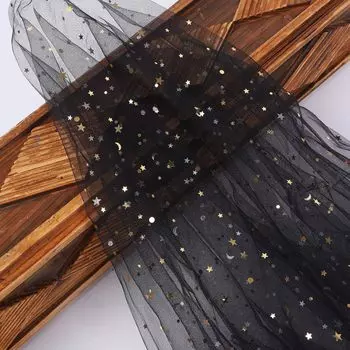 Мягкая тюль Wdlife, цветная сетчатая кружевная ткань, звезды и луна, сверкающая, длина x ширина 150 см, мягкая ткань для платья, своими руками, ручная работа, костюм, фотография