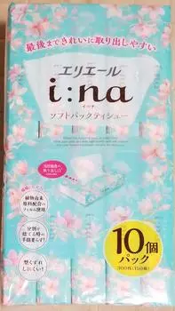 Мягкая упаковка салфеток Elleair Ina, 10 упаковок по 300 листов (150 пар)