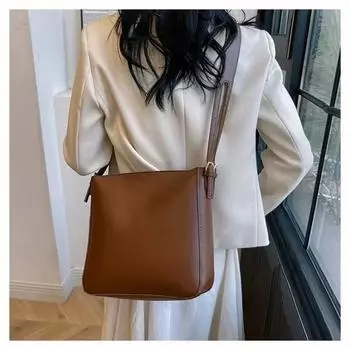 Мягкая вместительная сумка через плечо из полиуретана с прочной застежкой-молнией и простой пряжкой, простая универсальная сумка через плечо