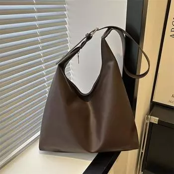 Мягкая вместительная сумка для поездок на работу, женская новая популярная сумка через плечо под мышкой, однотонная текстурированная сумка-тоут чёрный