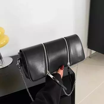 Мягкая внутренняя сумка через плечо для женщин Hasp сумки PU модные однотонные багетного типа