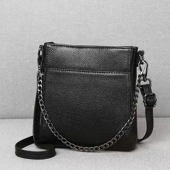 Мягкая воловья кожаная сумка для мобильного телефона женская сумка-мессенджер в иностранном стиле с цепочкой мини-сумка модная квадратная сумка-ведро коричневый
