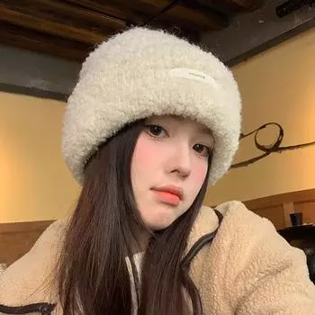 Мягкая вощеная нелиняющая вязаная шапка детская 2024 новая теплая шерстяная шапка большая окружность головы универсальная студенческая защитная ухо холодная шапка elastic (54-60cm) молочный белый
