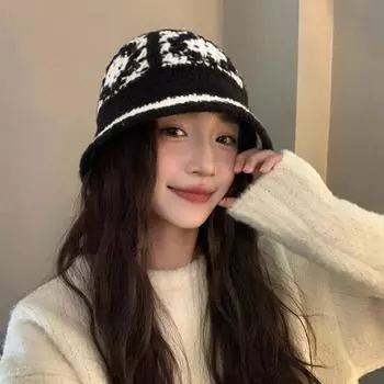 Мягкая вязаная шапка для детей, осень-зима 2024, новая шерстяная шапка для рыбалки, теплая защита ушей, универсальная, для лица, маленькая холодная шапка One Size чёрный