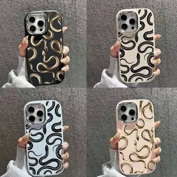 Мягкая задняя крышка N72 Black Gold Snake art для Samsung S24 Ultra A14 iPhone 16 Pro Max Xiaomi Redmi Note13 с защитой корпуса и рамки для камеры Samsung A02