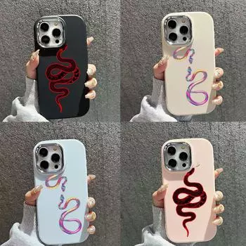 Мягкая задняя крышка N73 Black Gold Snake Design для Samsung S24 Ultra A14 iPhone 16 Pro Max Xiaomi Redmi Note13 с защитой корпуса и рамки для камеры Samsung A02