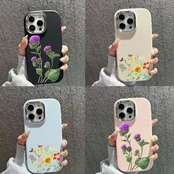 Мягкая задняя крышка N75 с изображением бабочек и цветов для Samsung S24 Ultra A14 iPhone 16 Pro Max Xiaomi Redmi Note13 с защитным чехлом для камеры Samsung A02