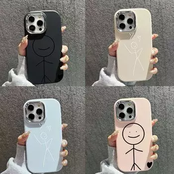 Мягкая задняя крышка N80 с рисунком мультяшного человечка для Samsung S24 Ultra A14 iPhone 16 Pro Max Xiaomi Redmi Note13 с защитным чехлом для камеры Samsung A02