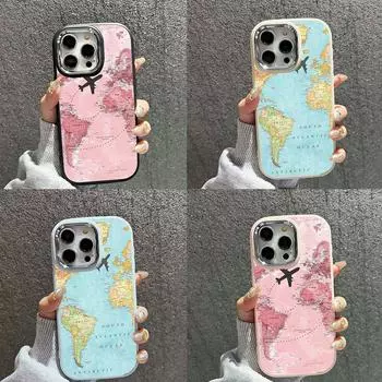 Мягкая задняя крышка N90 Maps art design для Samsung S23 Plus S24 Ultra A54 A14 iPhone 16 Pro Max Xiaomi Redmi Note 13 Plating Frame Camera Protector Case Samsung A02